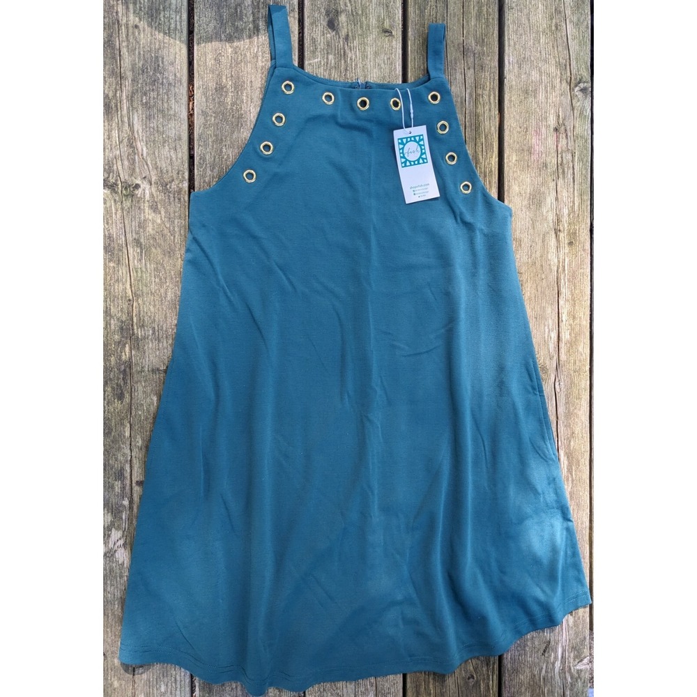 Vera Fishbaugh NWT Sleeveless Romper Dress Womens Large Dark Teal Cruisewear